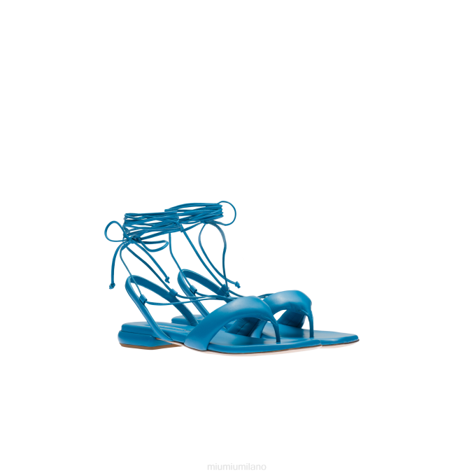 sandali infradito in pelle Miu Miu BDN6228 scarpe blu zaffiro